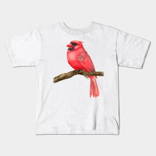 Cardinal bird watercolor Kids T-Shirt